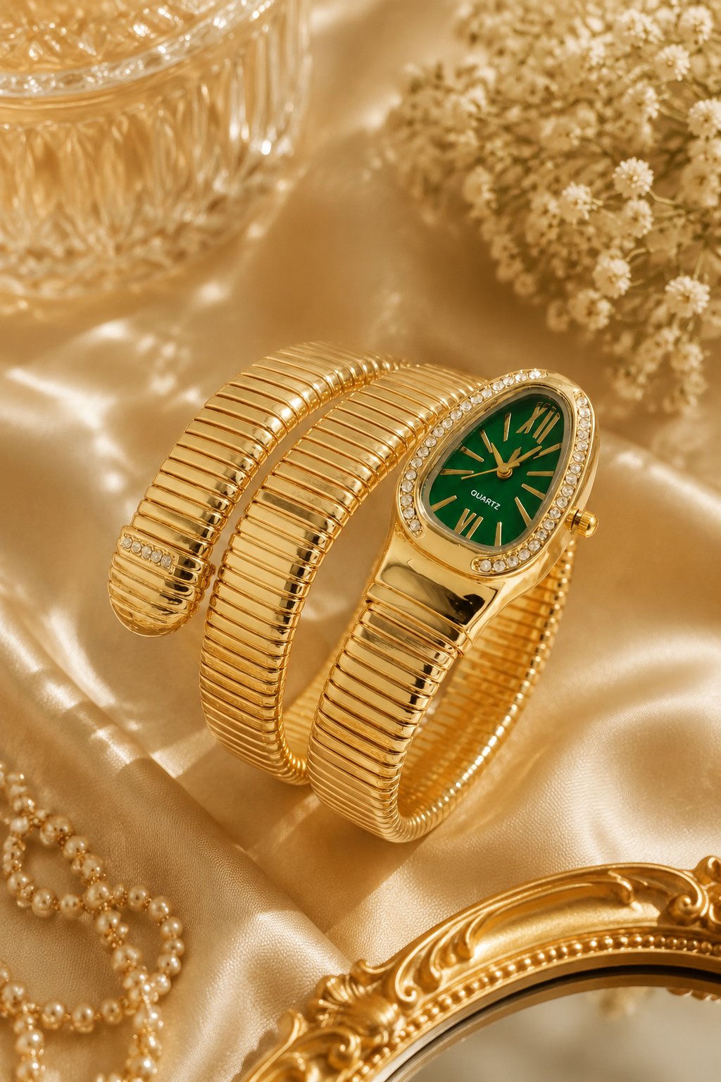 Eternal Bling Serpentine Green dial Wrap Around Watch