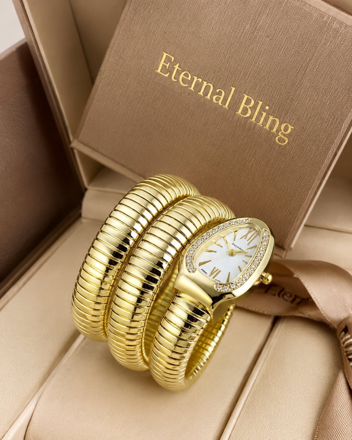 Eternal Bling White Serpentine Wrap Around Bracelet watch