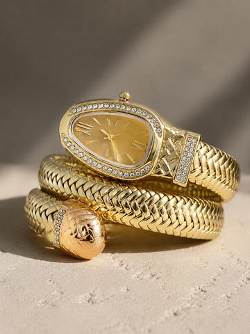 Eternal Bling beige Serpentine Wrap Around Bracelet Watch