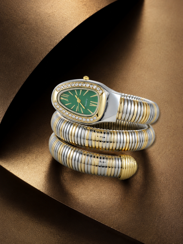 Eternal Bling green dial Serpentine Wrap Around bracelet Watch