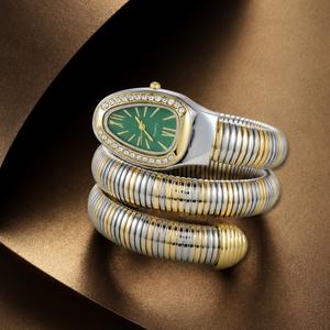 Eternal Bling green dial Serpentine Wrap Around bracelet Watch