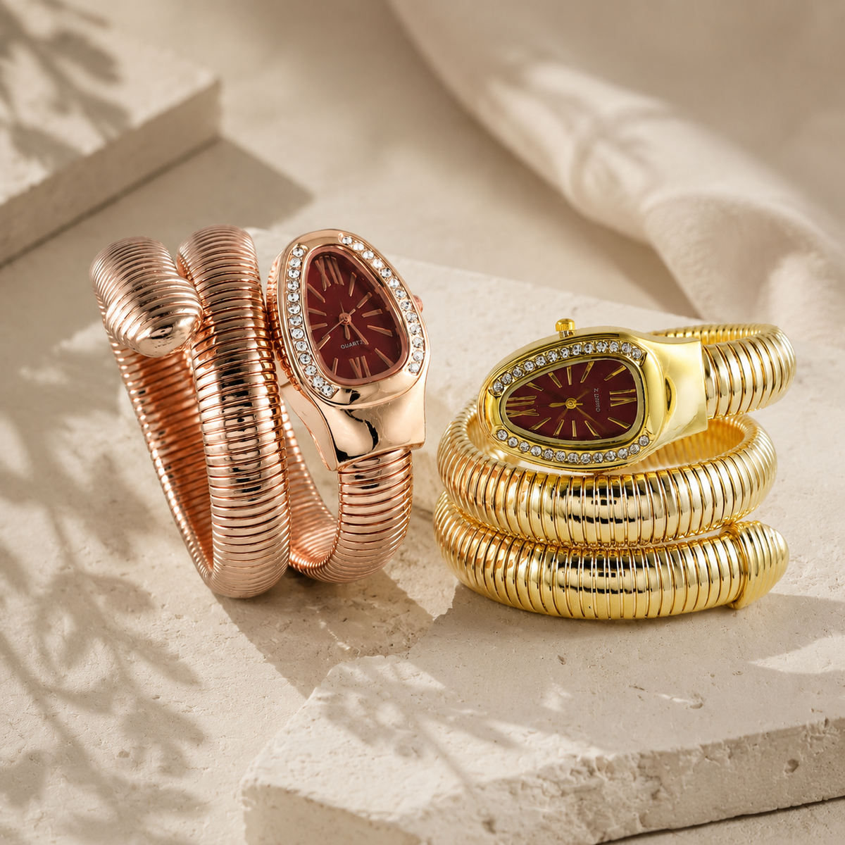 Eternal Bling  Red dial Serpentine Wrap Around Bracelet Watch