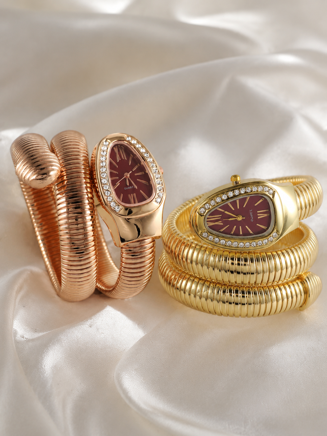 Eternal Bling  Red dial Serpentine Wrap Around Bracelet Watch