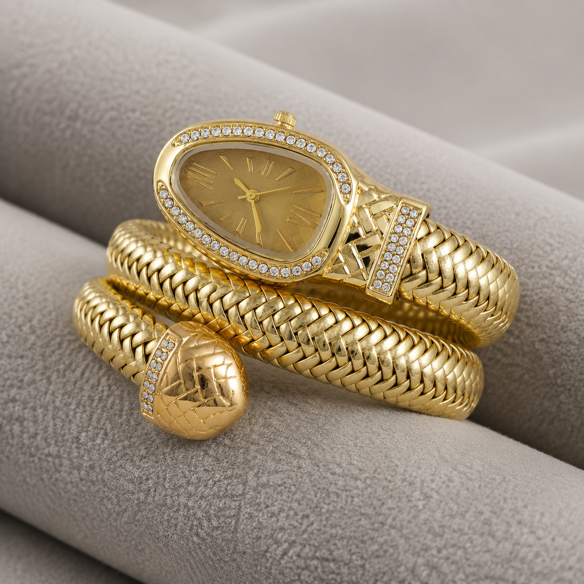 Eternal Bling beige Serpentine Wrap Around Bracelet Watch
