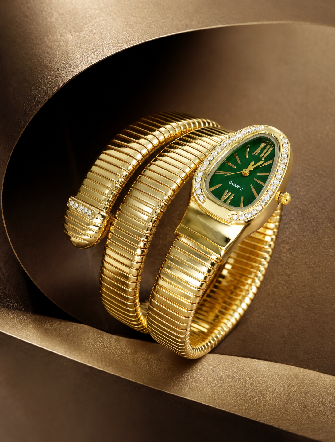 Eternal Bling Serpentine Green dial Wrap Around Watch