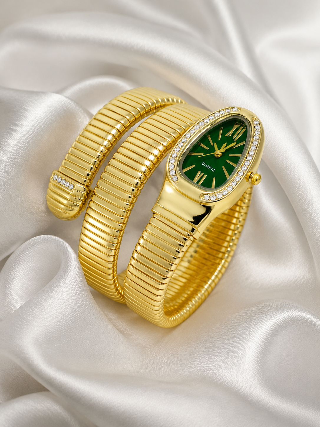 Eternal Bling Serpentine Green dial Wrap Around Watch
