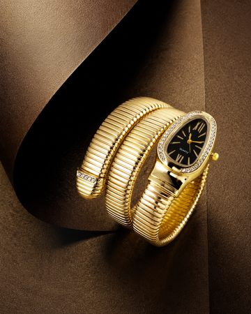 Eternal Bling Black dial Serpentine Wrap Around Bracelet Watch