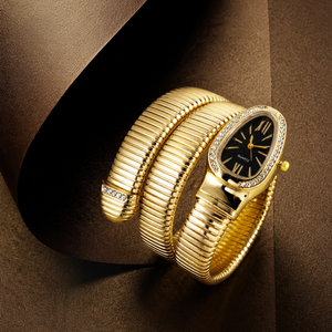 Eternal Bling Black dial Serpentine Wrap Around Bracelet Watch
