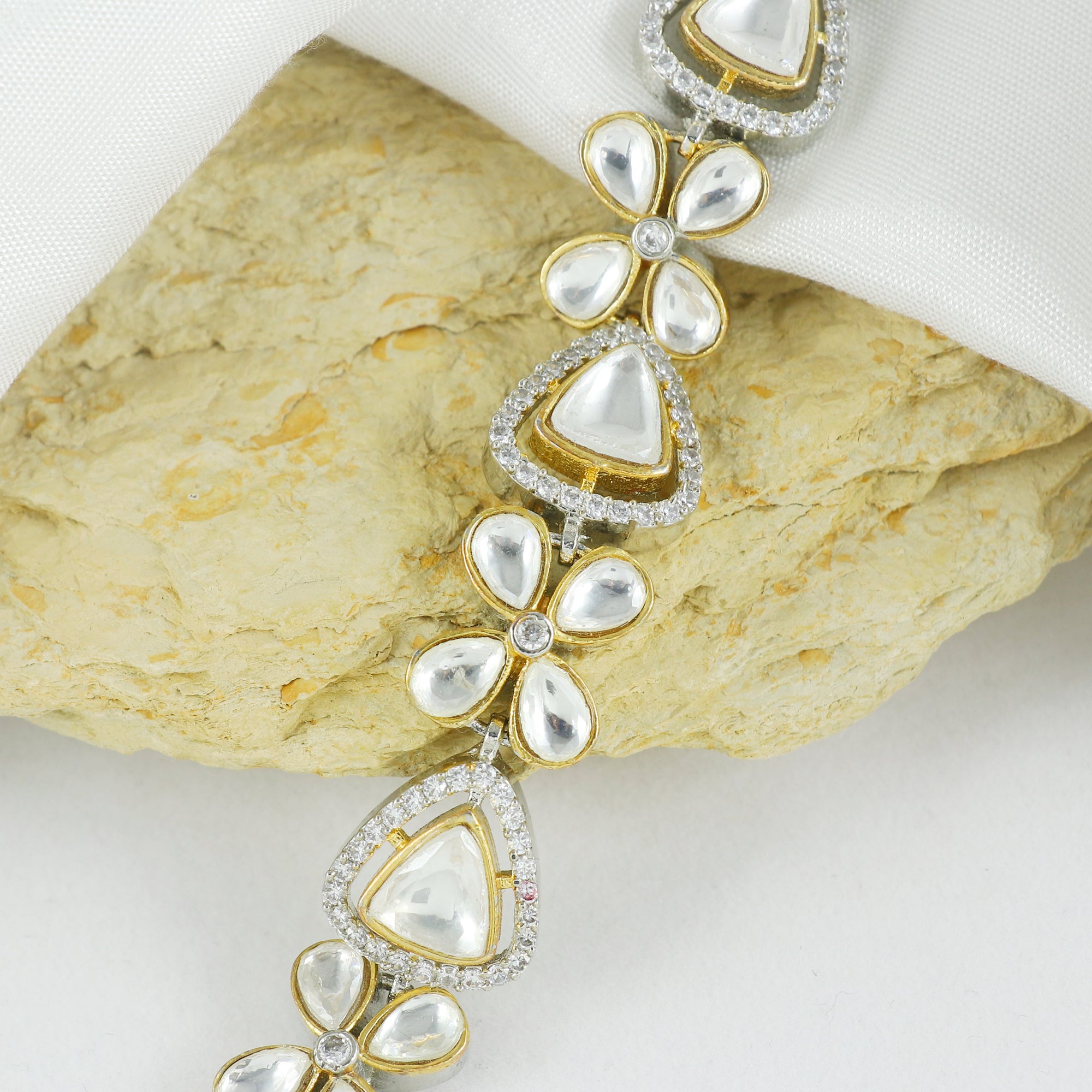 Eternal Bling AD Polki Flower Adjustable Bracelet