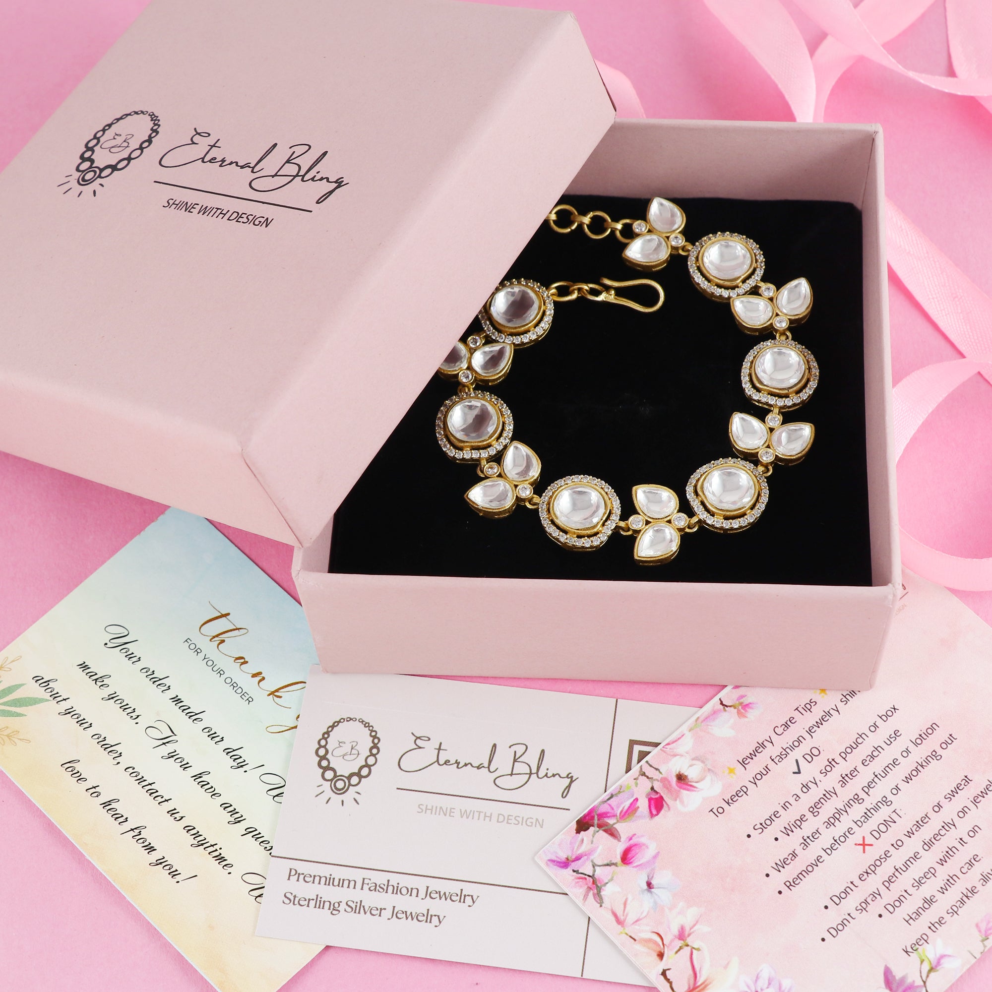 Eternal Bling AD Polki Designer Adjustable Bracelet