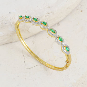 Eternal Bling Designer AD Gold Plated Emerald Bracelet