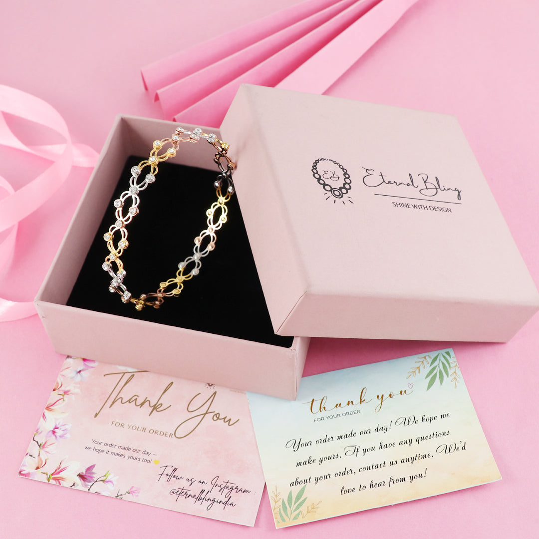 Eternal Bling Sterling Silver Tri Tone Bangle Ring