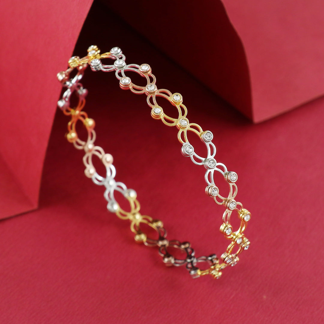 Eternal Bling Sterling Silver Tri Tone Bangle Ring