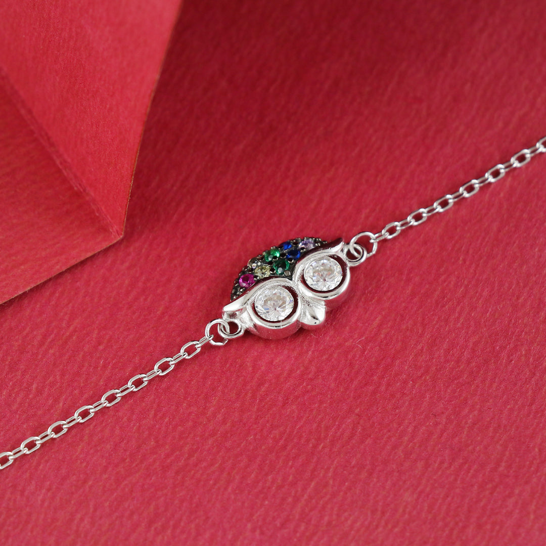 Eternal Bling Sterling Silver Chain Bracelet Owl