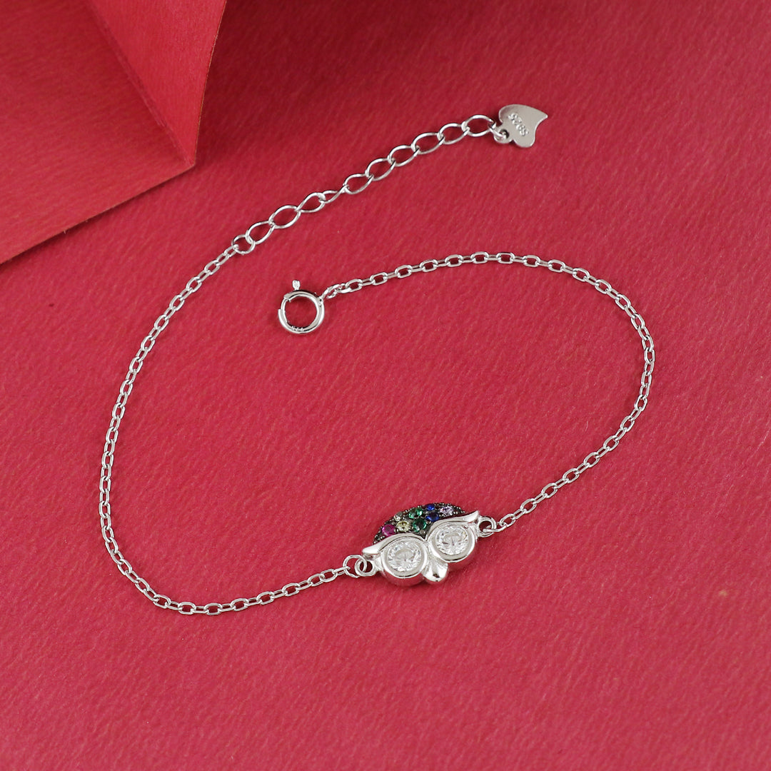 Eternal Bling Sterling Silver Chain Bracelet Owl