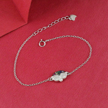 Eternal Bling Sterling Silver Chain Bracelet Owl