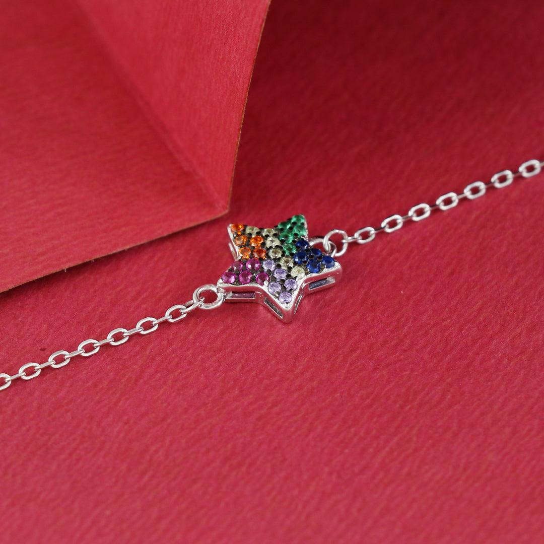 Eternal Bling Sterling Silver Chain Bracelet  Star