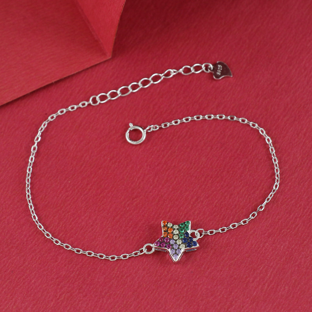 Eternal Bling Sterling Silver Chain Bracelet  Star
