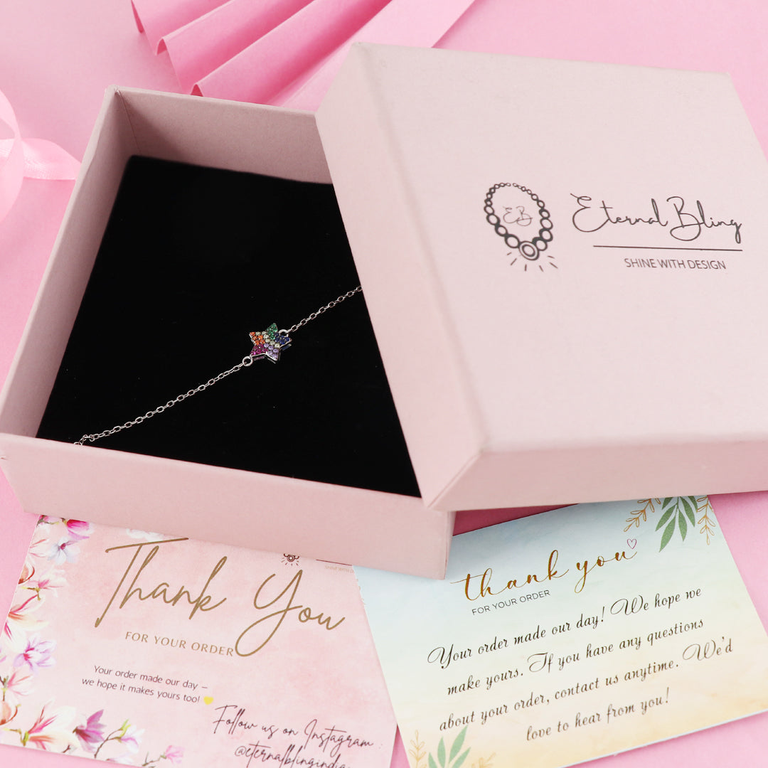 Eternal Bling Sterling Silver Chain Bracelet  Star