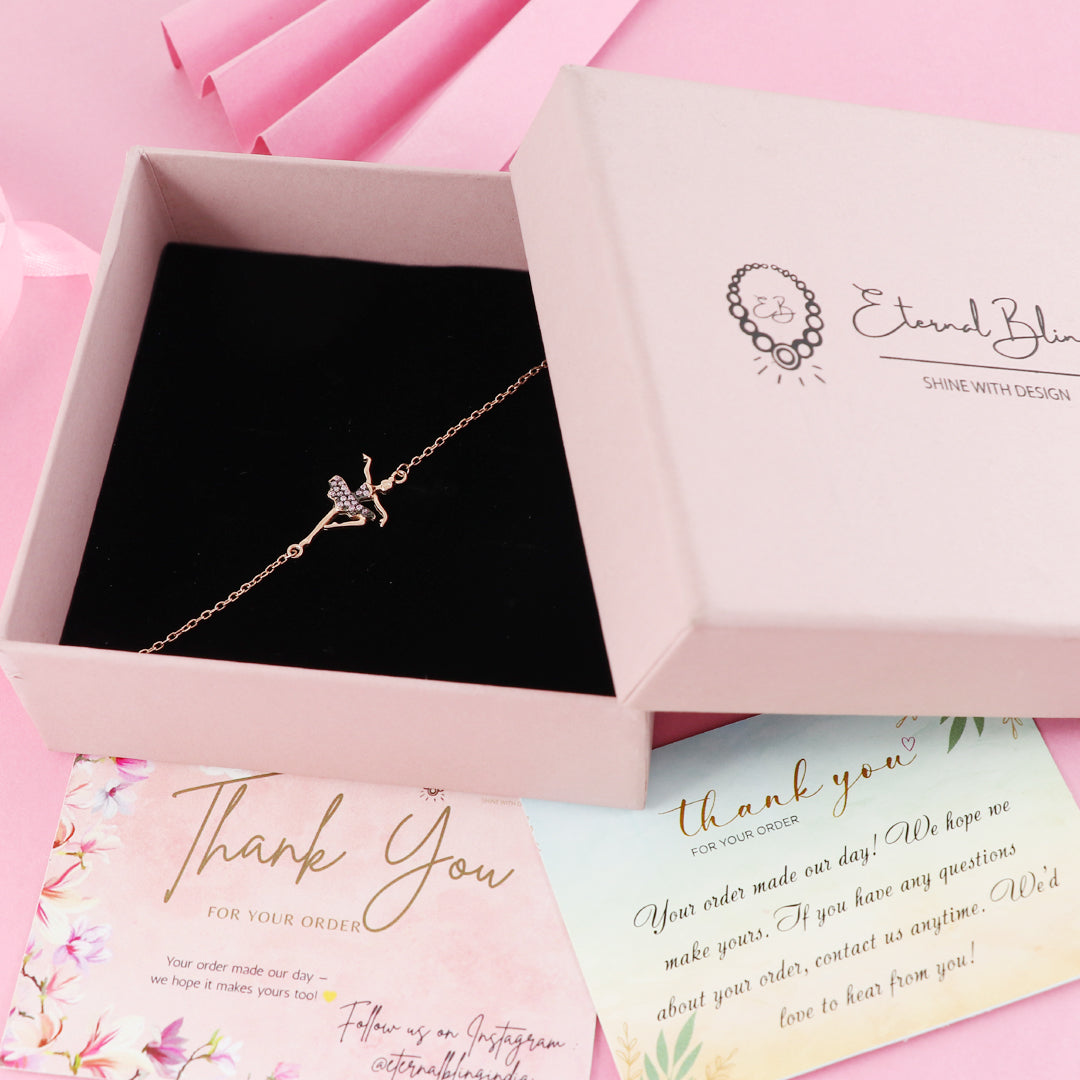 Eternal Bling Sterling Silver Chain Bracelet Dancing girl