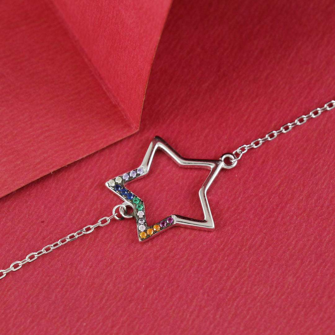 Eternal Bling Sterling Silver Chain Bracelet Big star