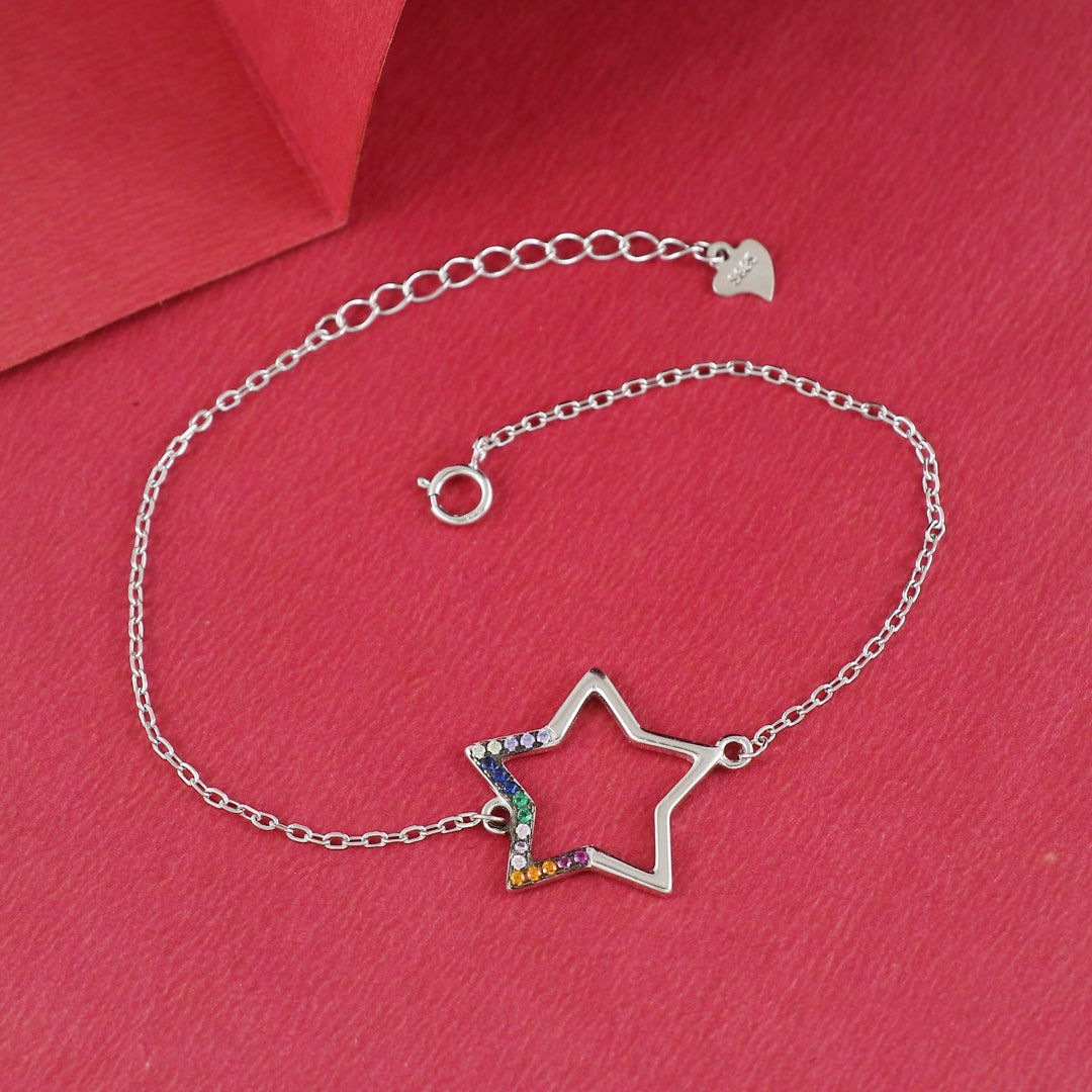 Eternal Bling Sterling Silver Chain Bracelet Big star