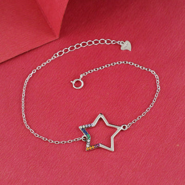 Eternal Bling Sterling Silver Chain Bracelet Big star