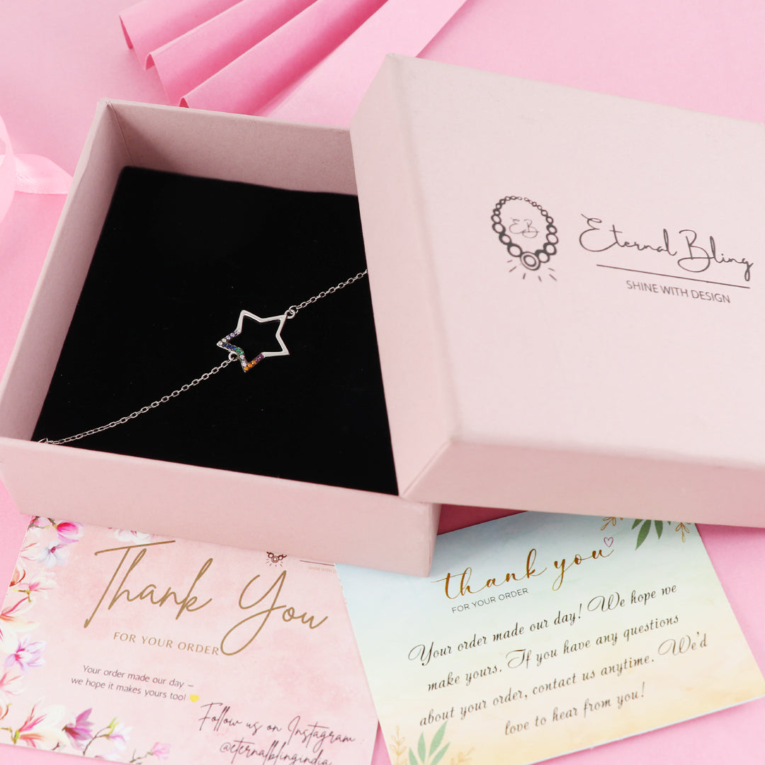 Eternal Bling Sterling Silver Chain Bracelet Big star