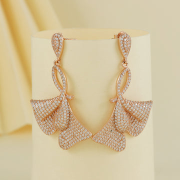 Eternal Bling Sterling Silver CZ Rose gold bells Earrings