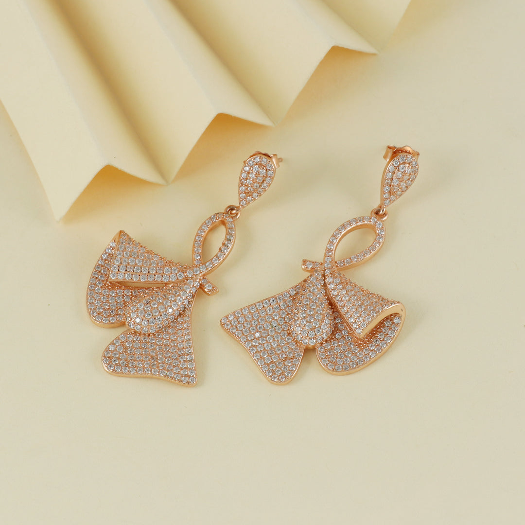 Eternal Bling Sterling Silver CZ Rose gold bells Earrings