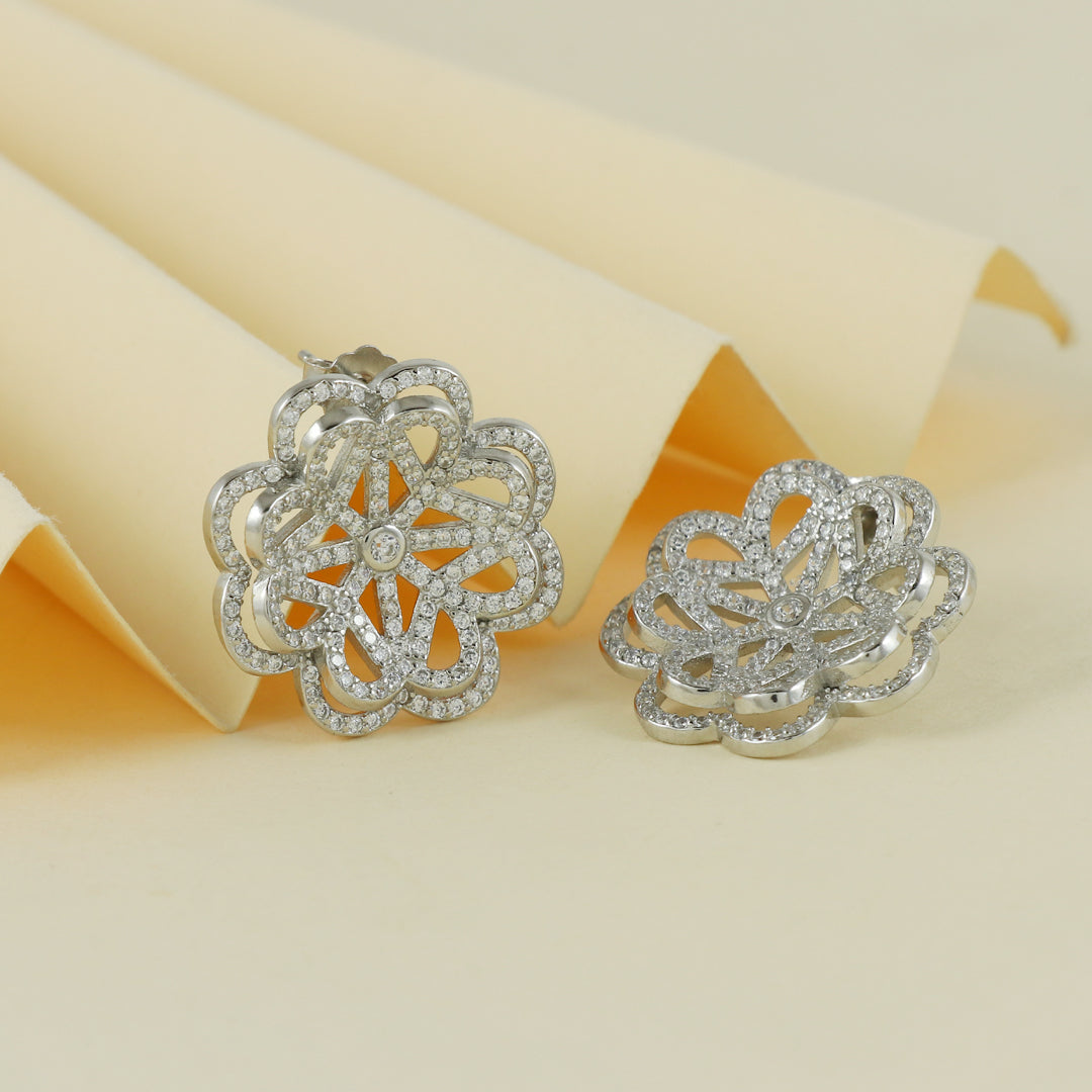 Eternal Bling Sterling Silver CZ Flower Earrings