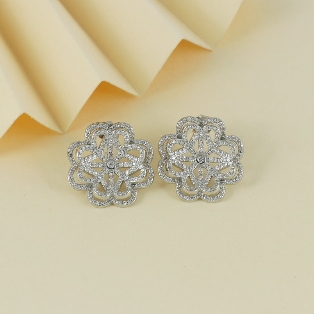 Eternal Bling Sterling Silver CZ Flower Earrings