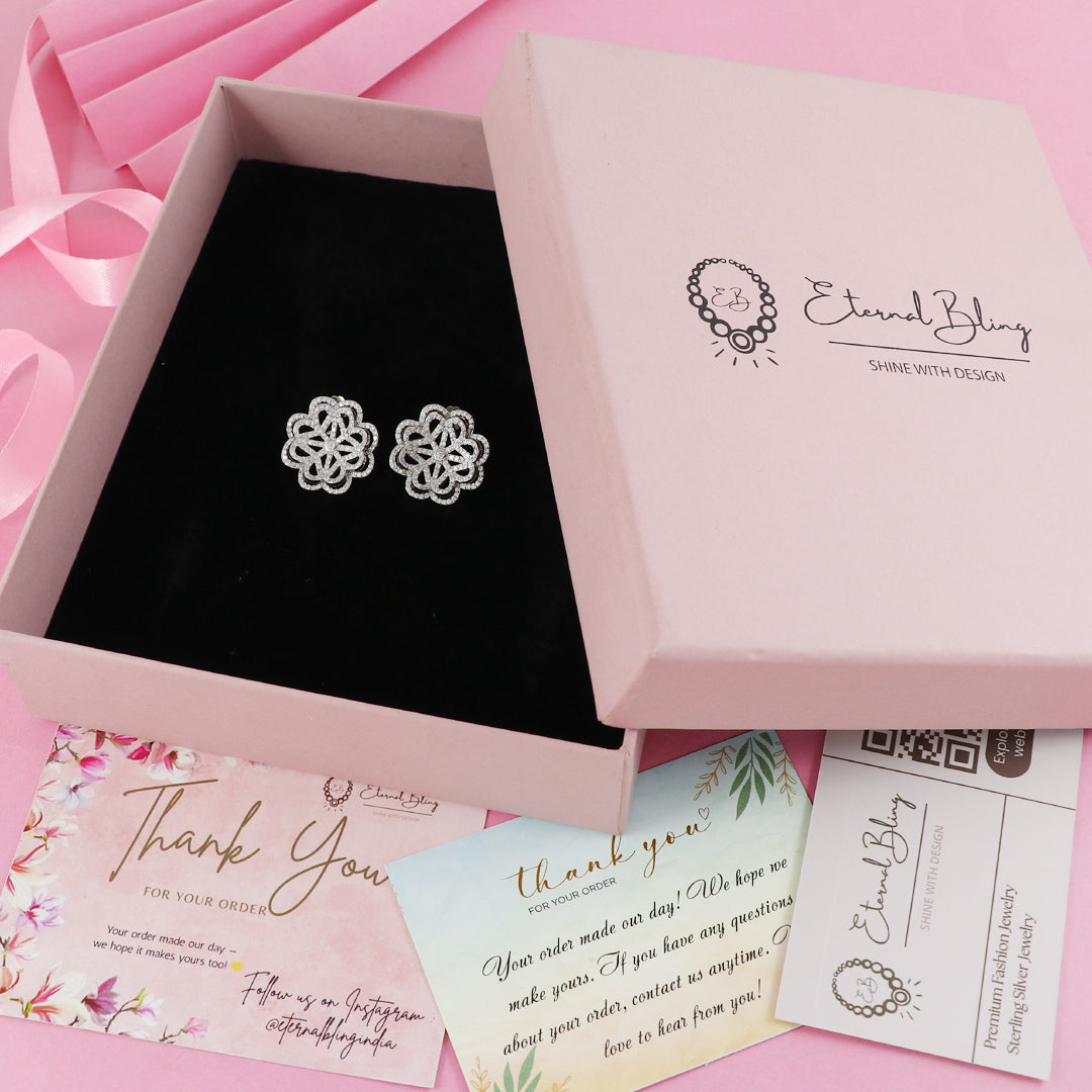 Eternal Bling Sterling Silver CZ Flower Earrings