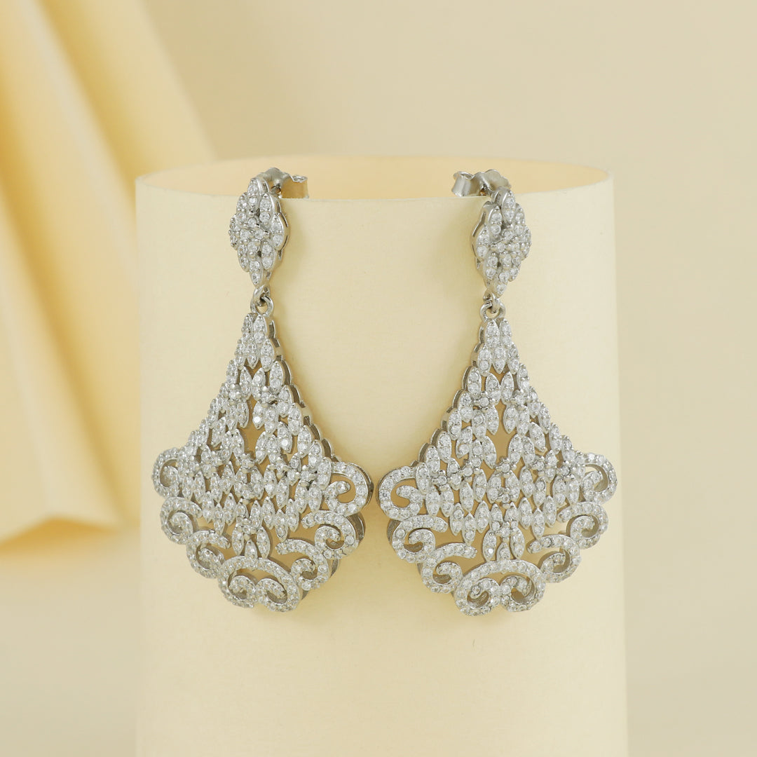 Eternal Bling Sterling Silver CZ Chandelier Earrings