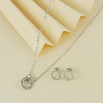 Eternal Bling Sterling Silver Dokiya Circle Pendant Set