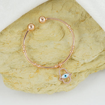 Eternal Bling Sterling Silver Italian Kada Evil Eye Rose Gold