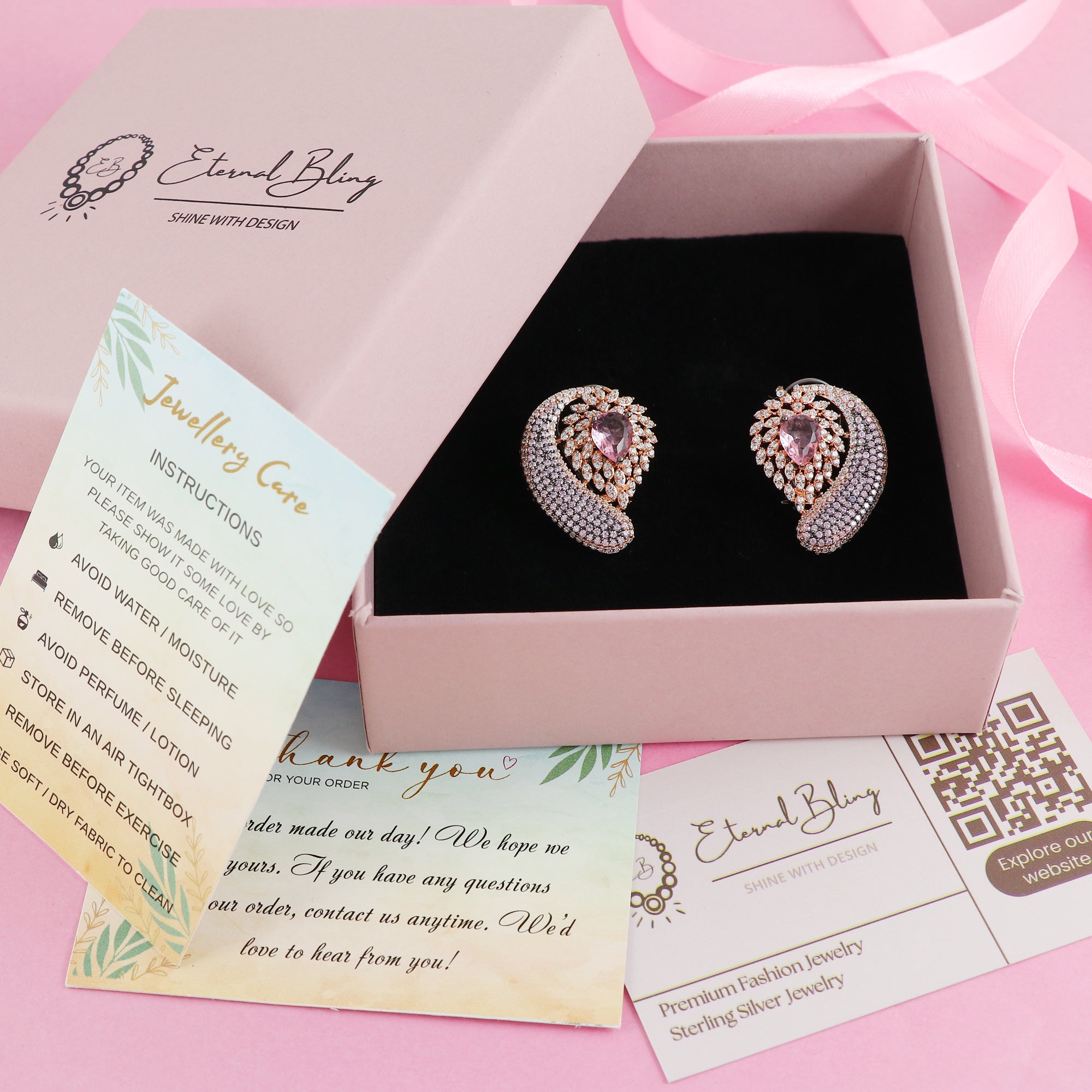 Eternal Bling Rose Gold Plated Sapphire AD Earring