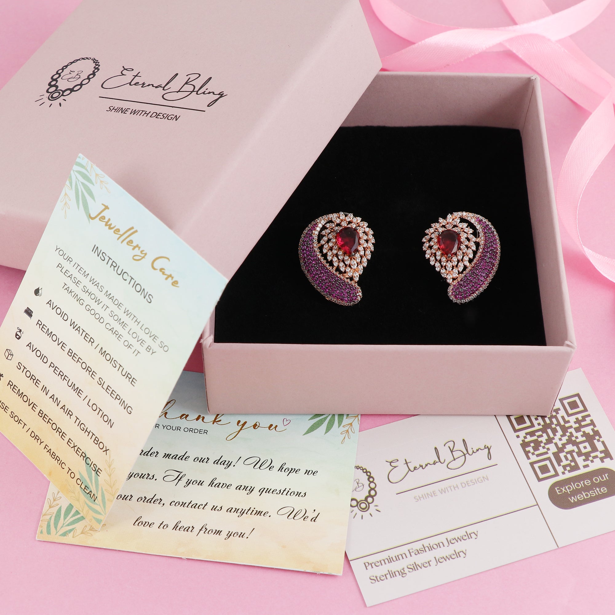 Eternal Bling Rose Gold Plated Sapphire AD Earring
