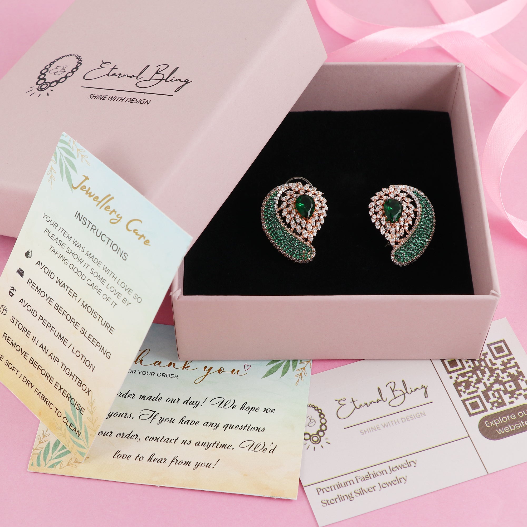 Eternal Bling Rose Gold Plated Sapphire AD Earring