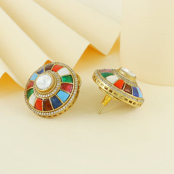 Eternal Bling Navratan Polki Studs