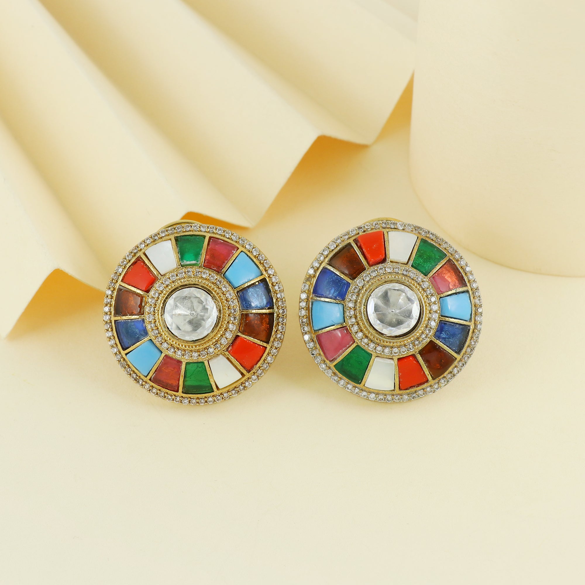 Eternal Bling Navratan Polki Studs