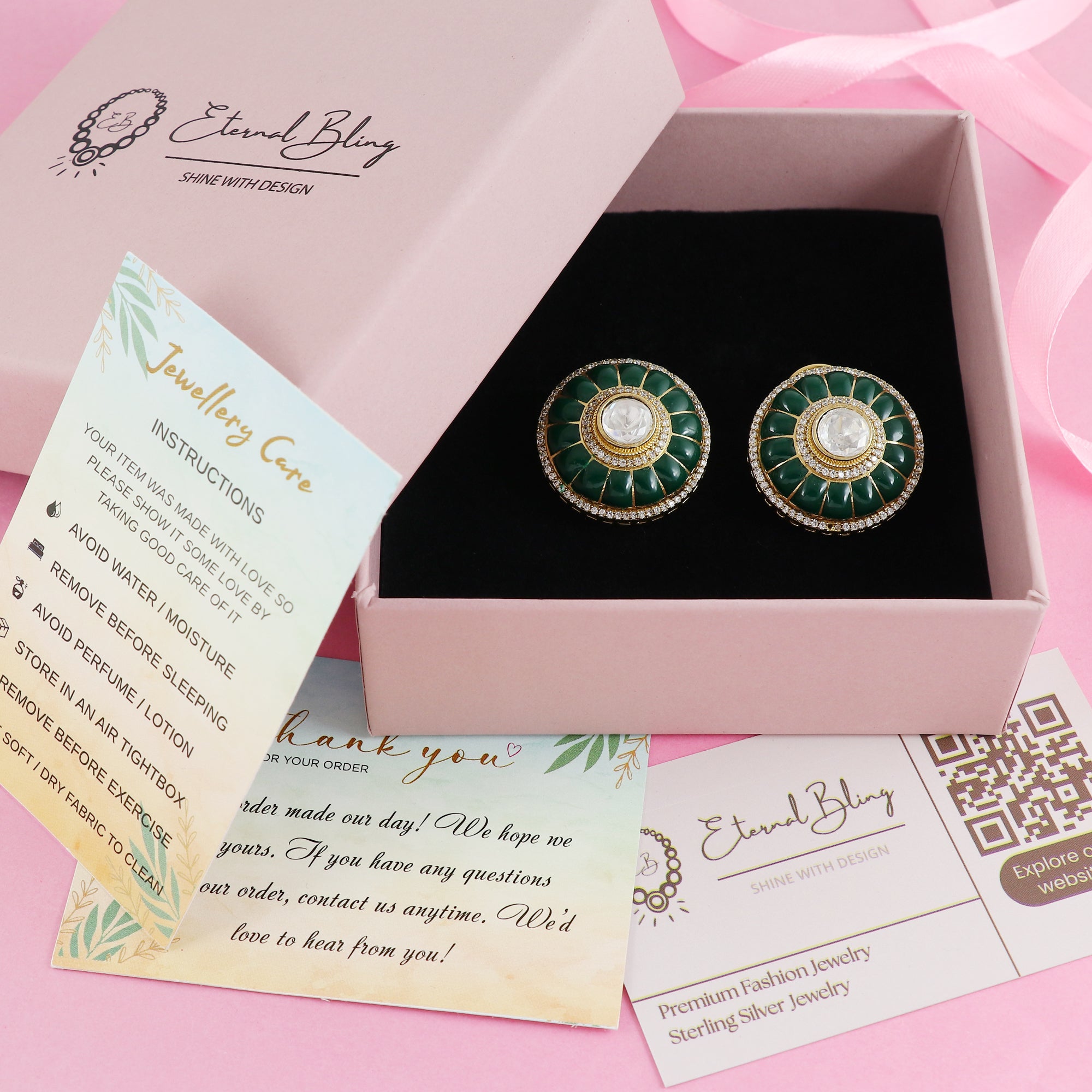 Eternal Bling Moissanite Meenakari Studs