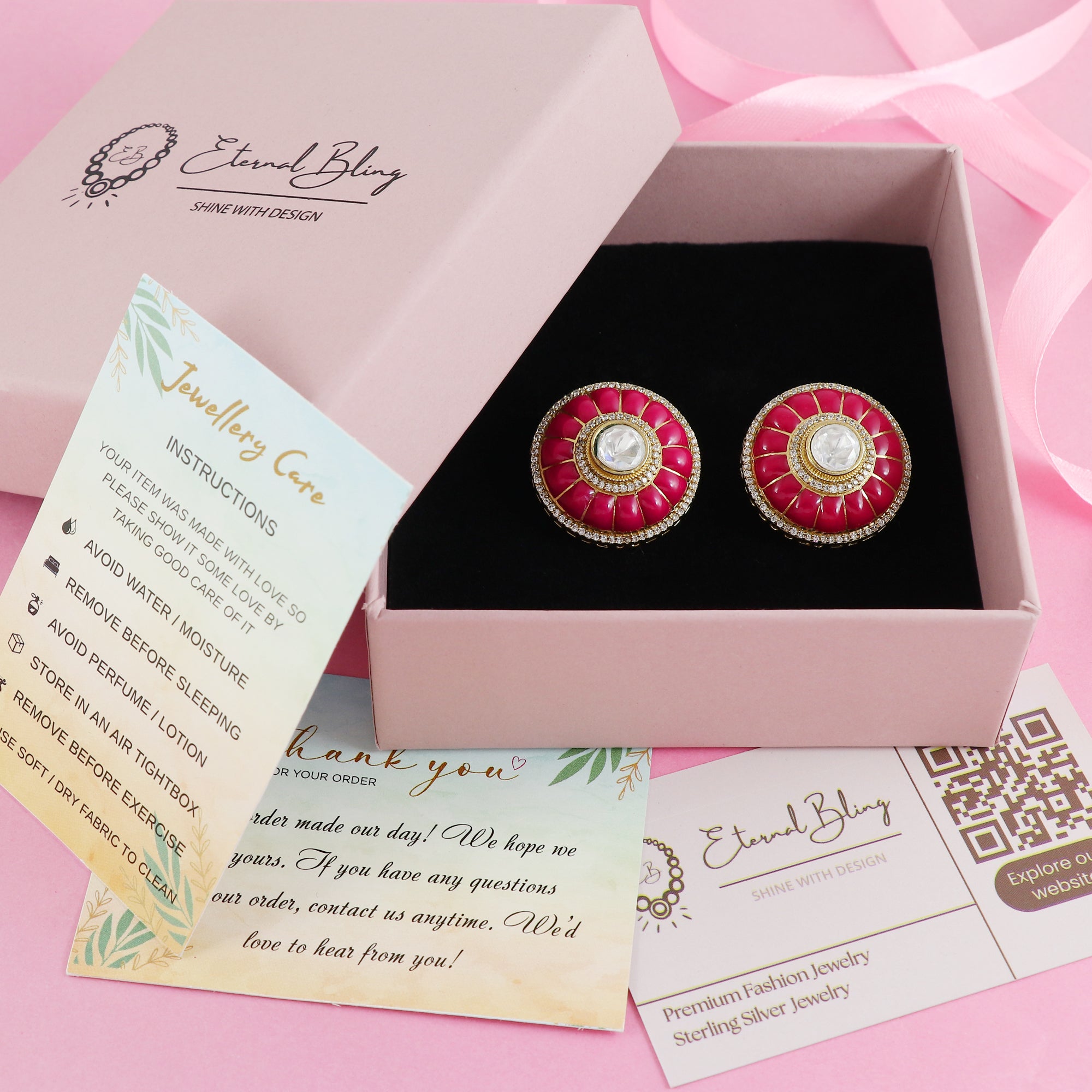Eternal Bling Moissanite Meenakari Studs