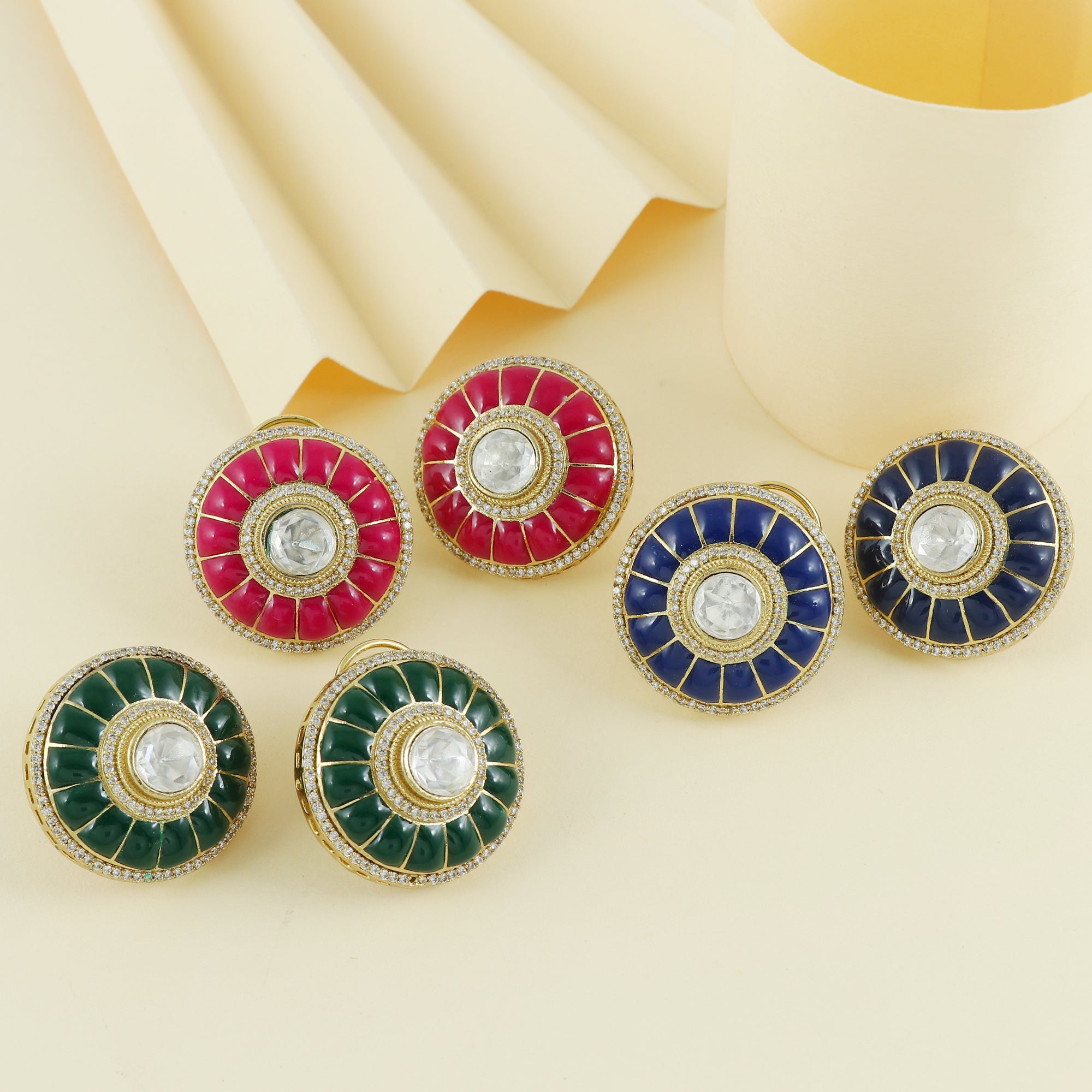 Eternal Bling Moissanite Meenakari Studs