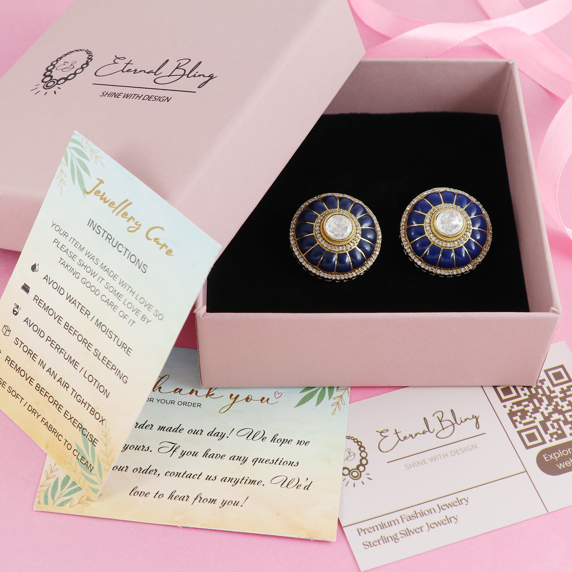 Eternal Bling Moissanite Meenakari Studs