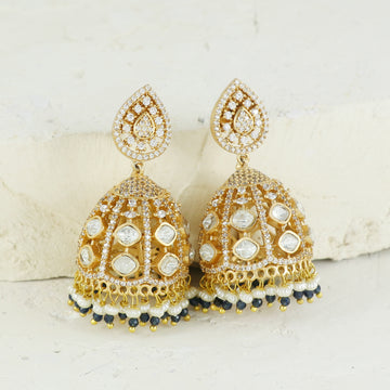 Eternal Bling Polki with Pearl Jhumkis