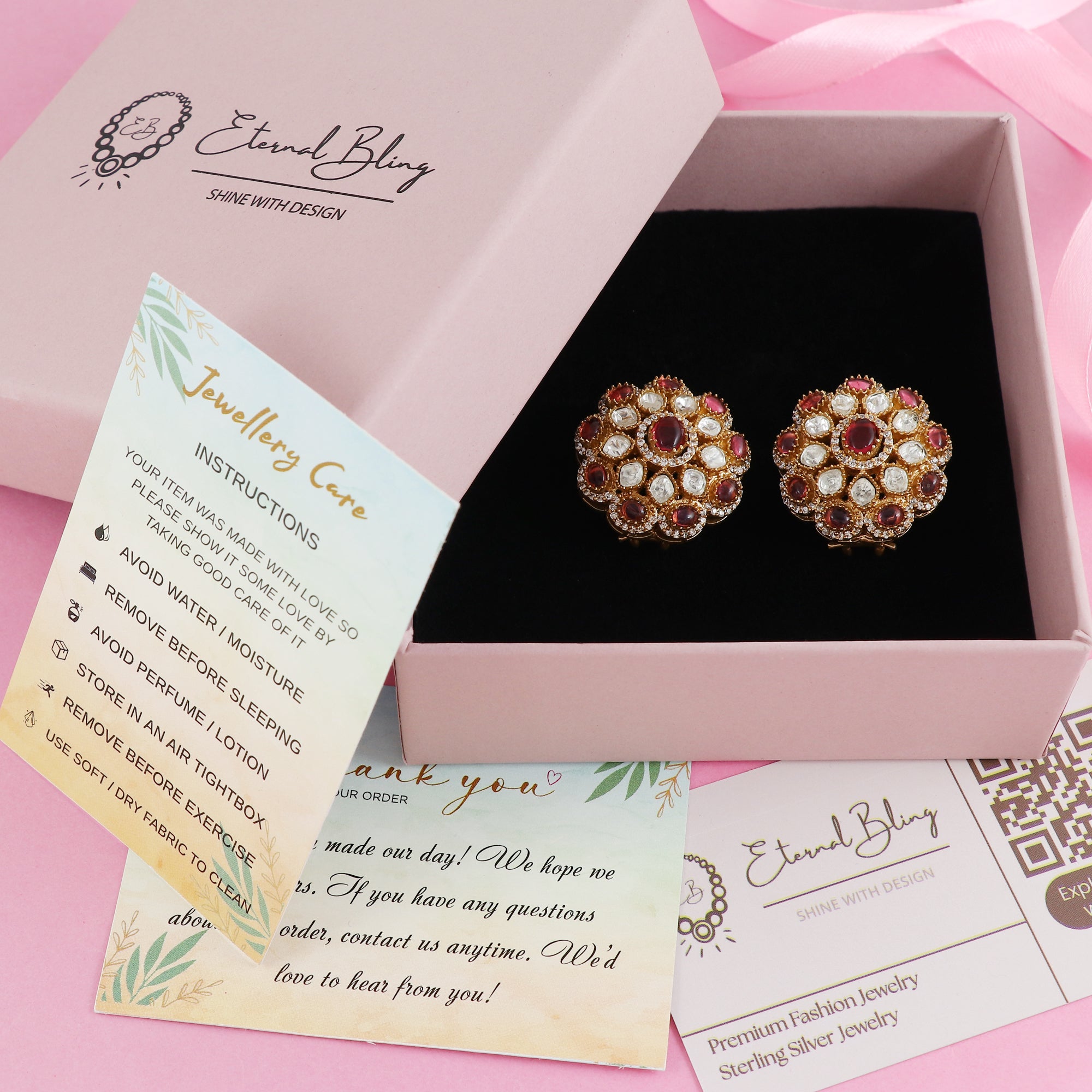 Eternal Bling Polki with Saphhire Flower Studs