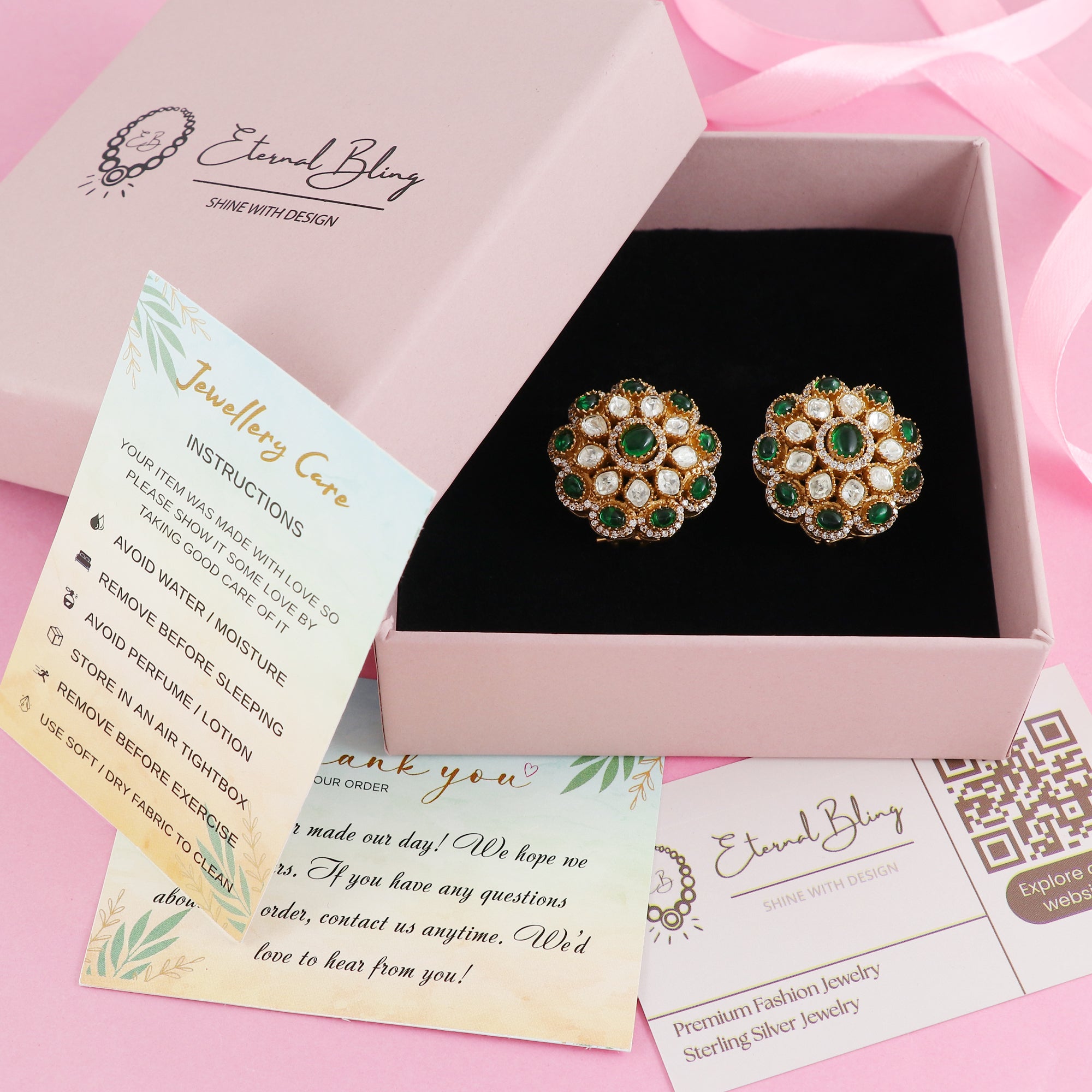 Eternal Bling Polki with Saphhire Flower Studs