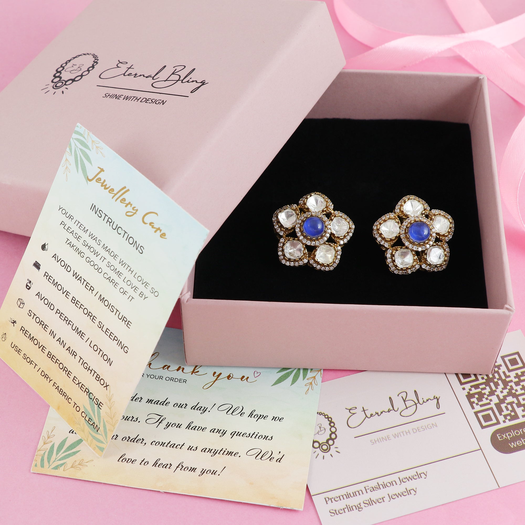 Eternal Bling Polki Flower with Colorful Stone Studs