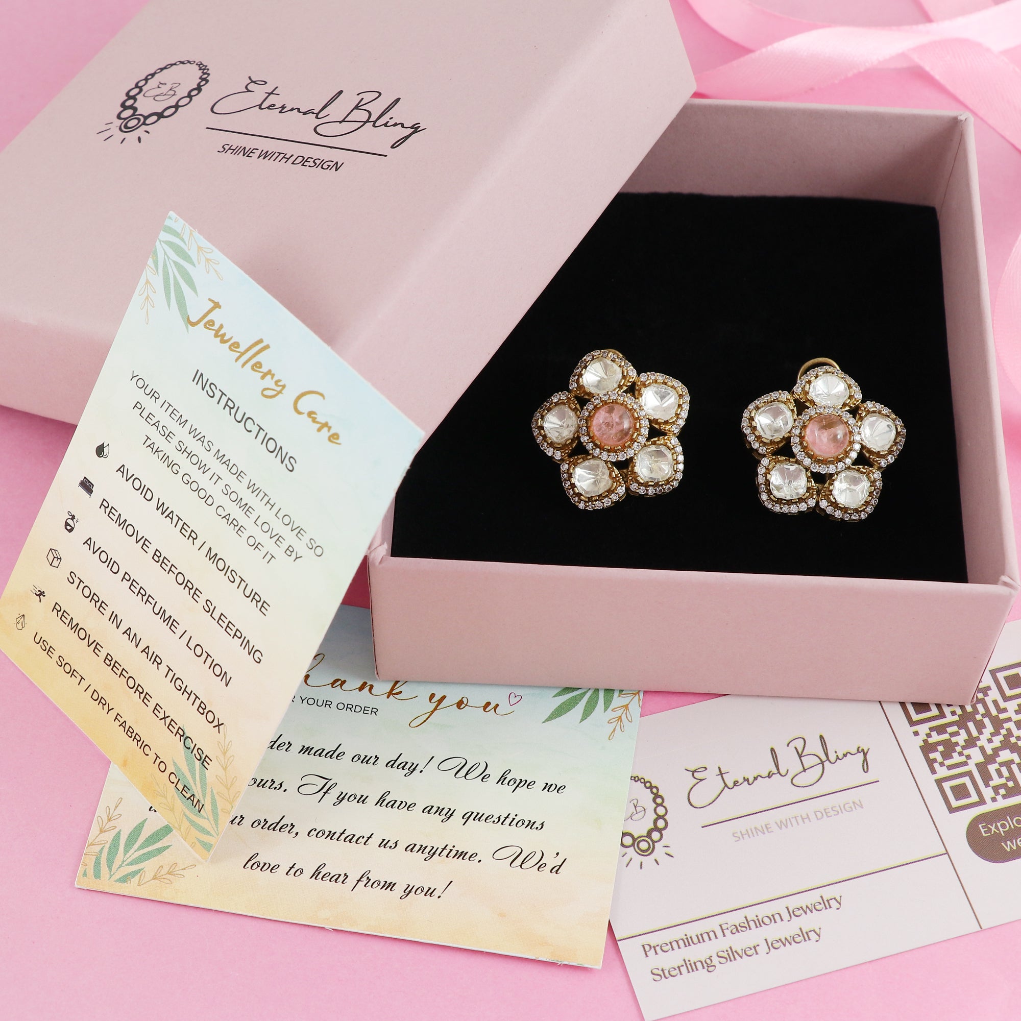 Eternal Bling Polki Flower with Colorful Stone Studs
